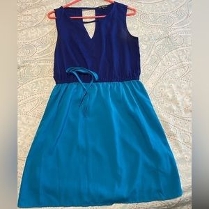 Two toned blue dress. Short length. Size large.